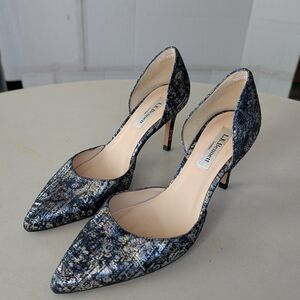 LK Bennett Flossie D'Orsay Leather Pointed Toe Heels Pumps  Shoes SZ 38 ( 7)Chic